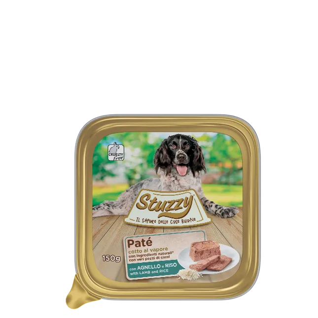 Ushqim i lëngshëm me mish qengji&oriz për Qen , Stuzzy pate, 150 gr