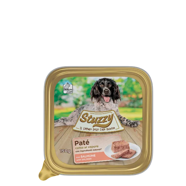 Ushqim i lëngshëm me salmon për Qen , Stuzzy pate, 150 gr