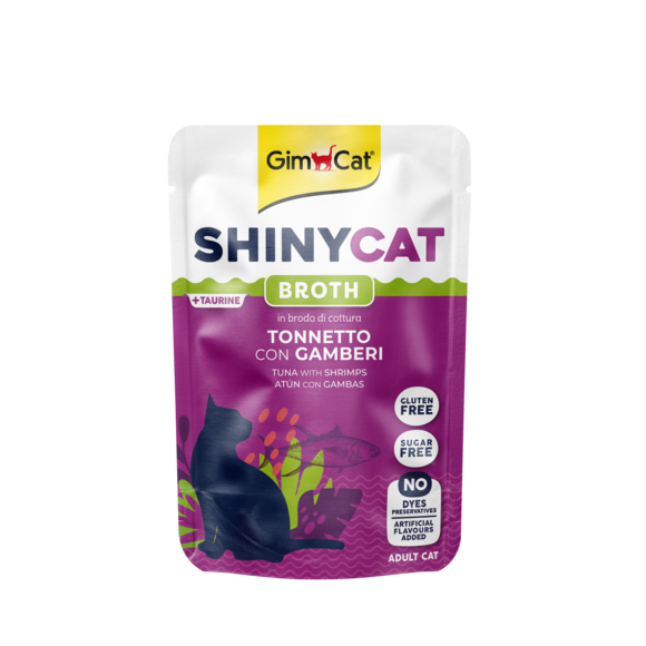 Ushqim i lëngshëm për mace, Shinycat Tuna me Karkalec, 70g