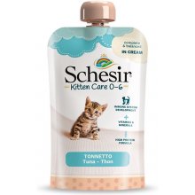 Ushqim i lëngshëm për kotele, Schesir kitten cream 0-6 me tuna, 150gr