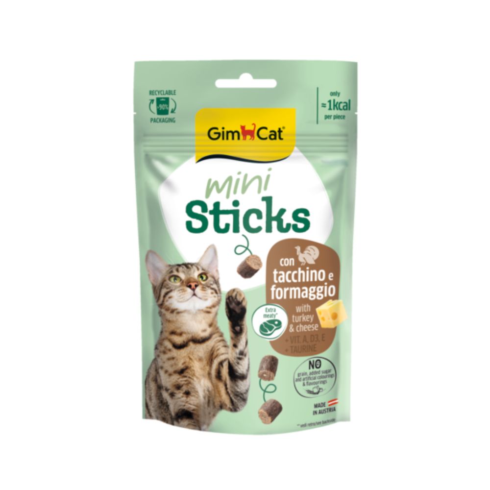 Shpërbime për mace me gjeldeti & djath, mini sticks, 50 gr.