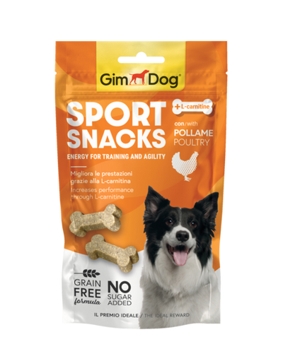 Shërblim për Qen, GimDog Sport Snacks me shpezë, 60g