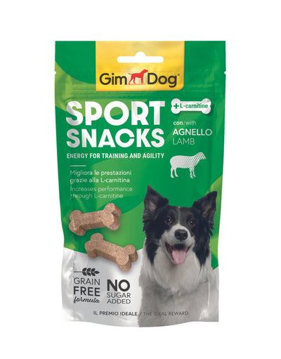 Shërblim për Qen, GimDog Sport Snacks me qingj, 60g