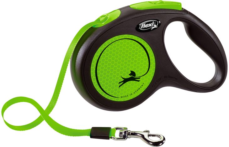 Litar për qen, Flexi M Neon Green, Tape, 5m.