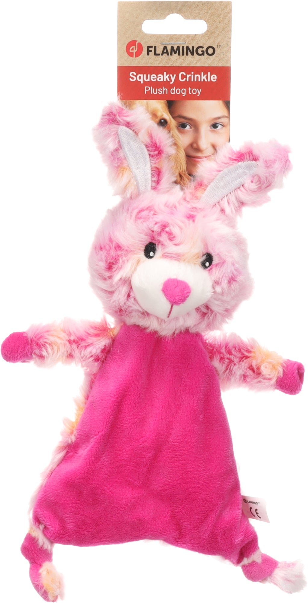 Lodër pelushi për qen, Roza Rabbit PInk, 21,5 x 14 x 50 cm, flamingo