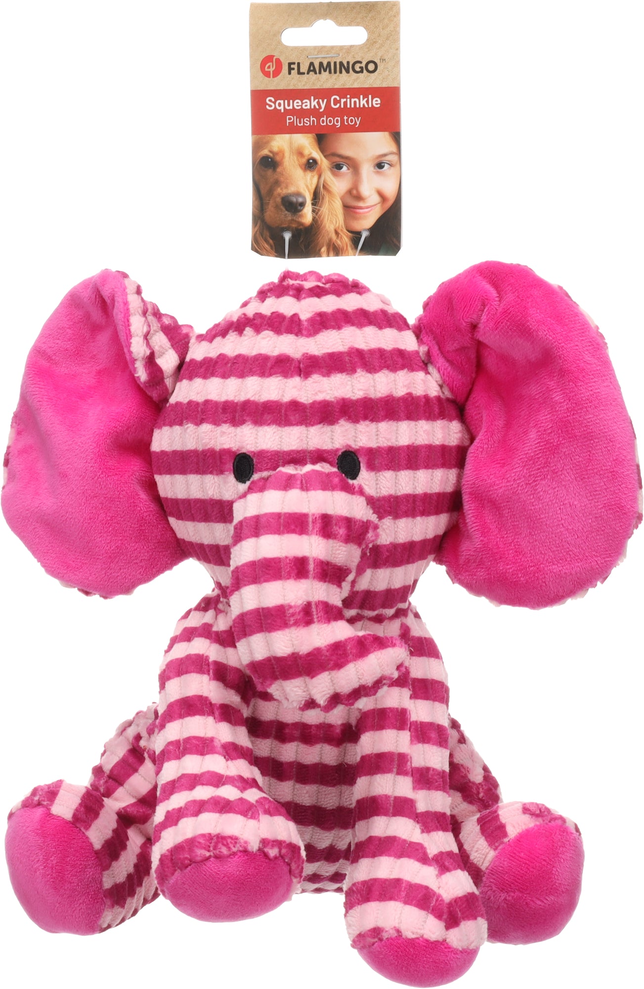 Lodër pelushi për qen, Azor Elephant Pink, 28cm L x 20cm W x 28cm H