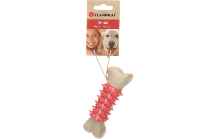 Kocke kafshimi për qen, Toy Nyra Bone S, 13,9x5,3x4,6CM flamingo