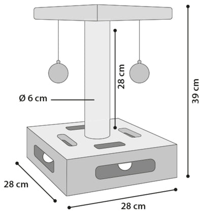 Pemë gërvishëse për mace, Cya 1 Turquoise & Grey, 28cm L x 28cm W x 39cm H