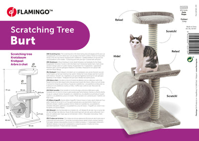 Gërvishëse për mace, Burt Light beige & Light grey, 45x40x77CM