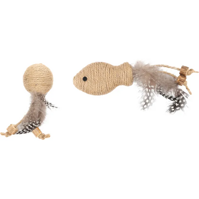 Lodër grithëse për mace, Yutsa Fish+ Ball, 15x4,5x2,5CM, Flamingo