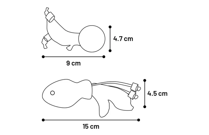 Lodër grithëse për mace, Yutsa Fish+ Ball, 15x4,5x2,5CM, Flamingo