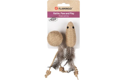 Lodër grithëse për mace, Yutsa Mouse + Ball, 13x3x3CM flamingo