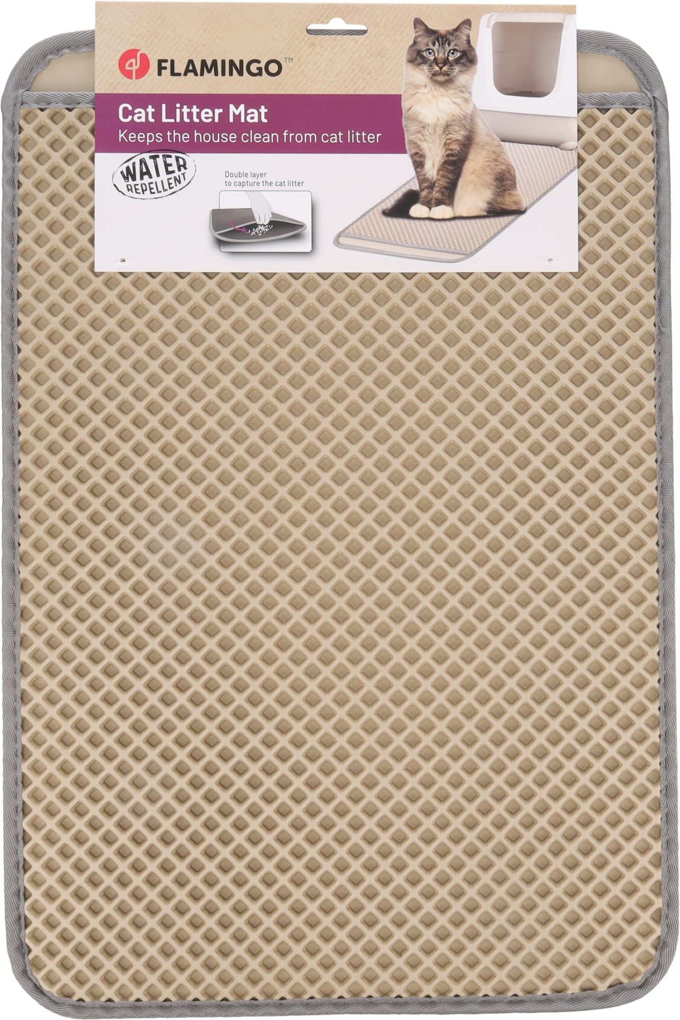 Shtrese për tualet, Litter Tray Mat Matz Beige, 61 x 41 x 1.3 cm