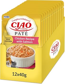 Ushqim i lëngëshëm për mace, Ciao Entree Pate, Chicken with Salmon, 40 gr.