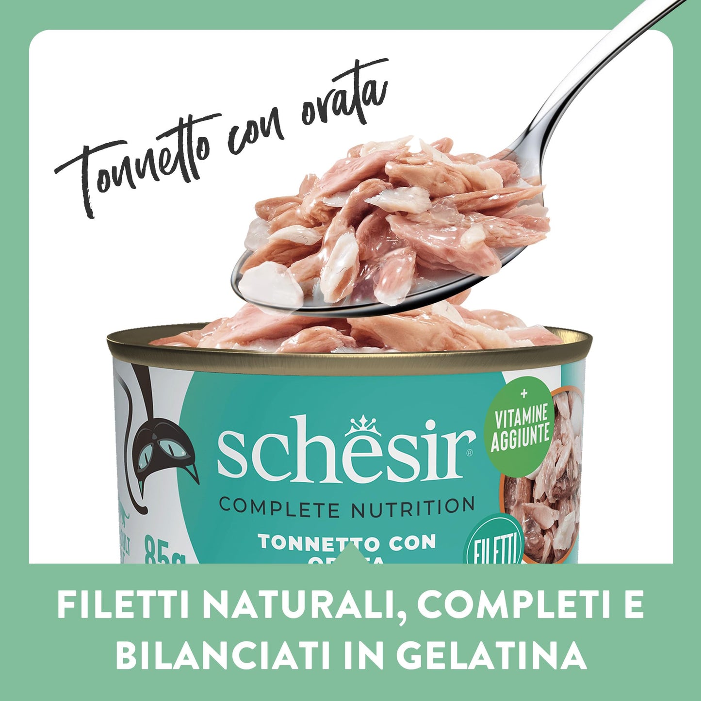 Ushqim i plotë dhe i balancuar, Schesir, Tuna with Seabream in jelly, 85 gr.