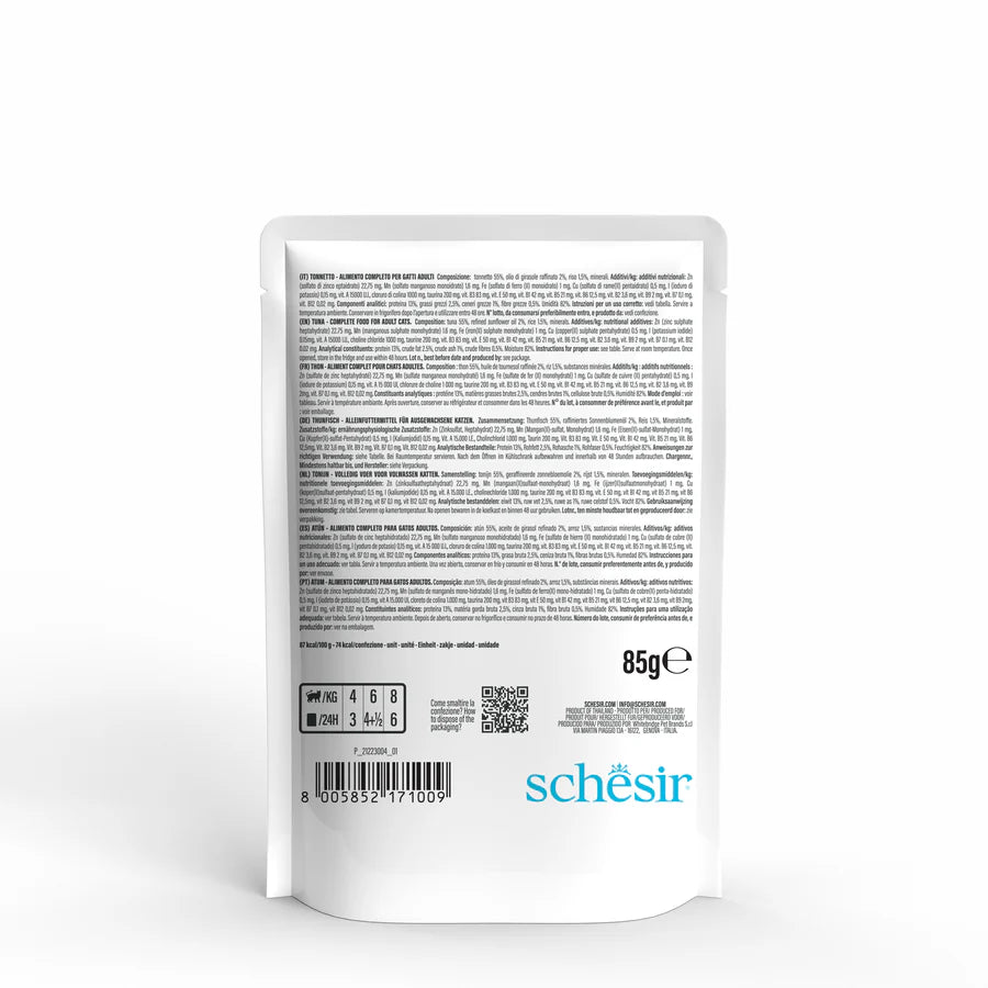 Ushqim i plotë dhe i balancuar, Schesir, Tuna in jelly, pouch, 85 gr.
