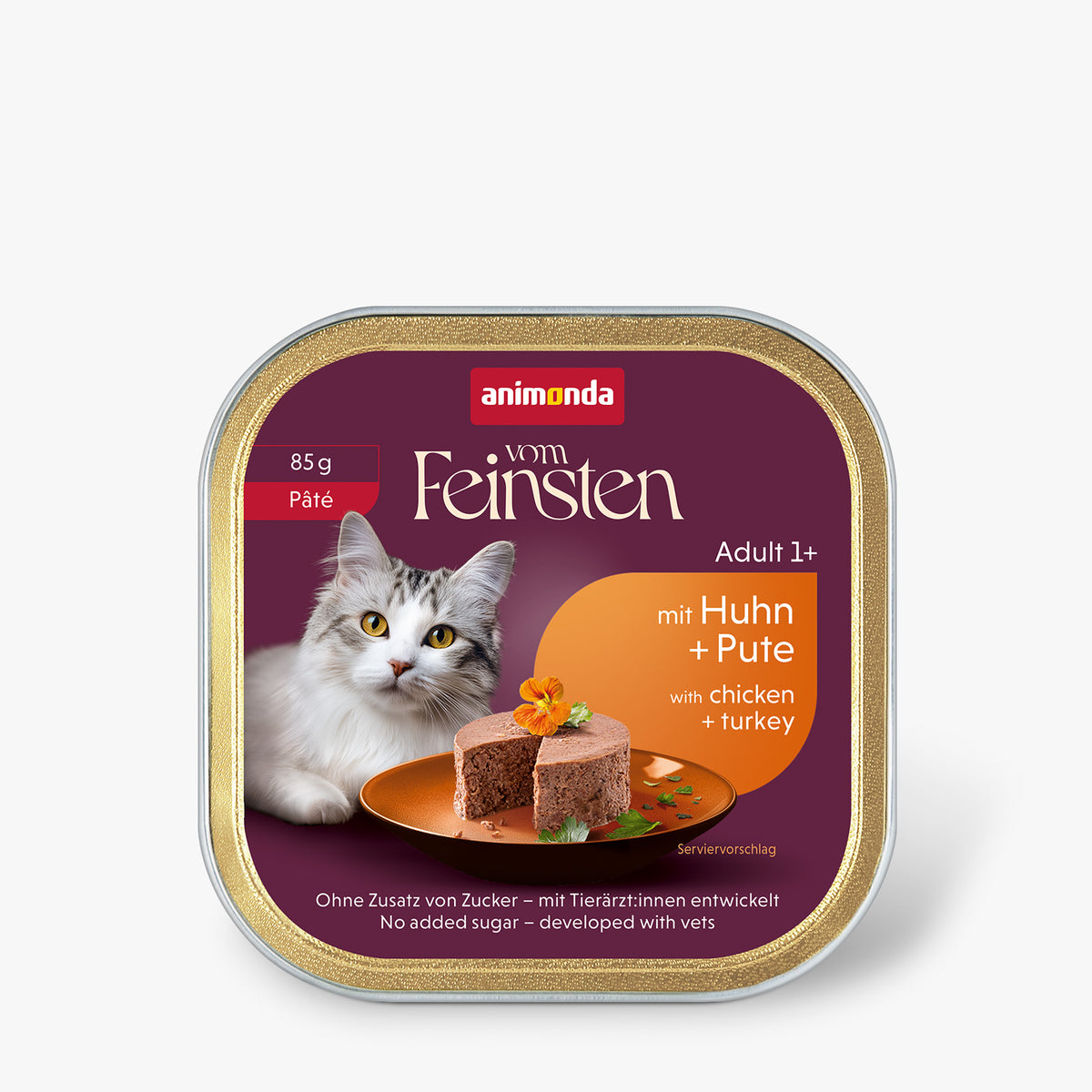 Ushqim i lëngëshëm për mace, VF Cat Chicken+ Turkey, 85 gr.