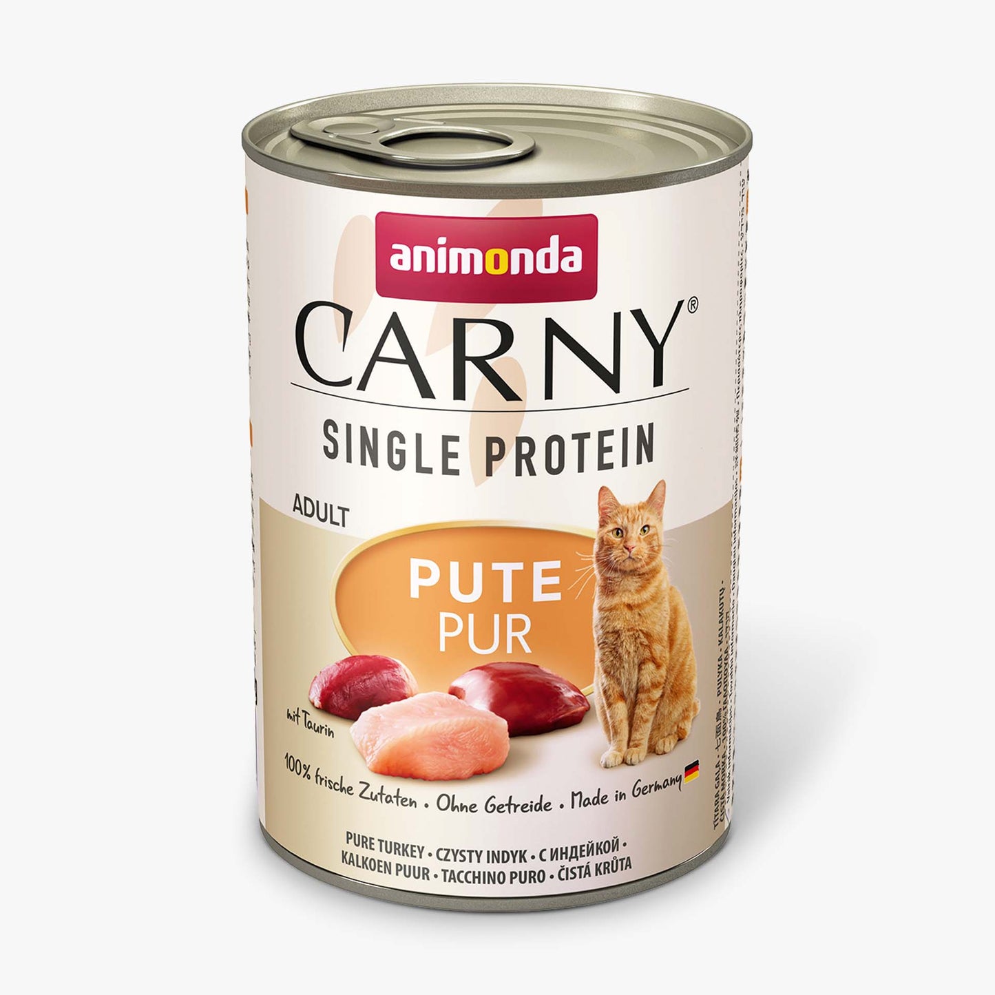 Ushqim i lëngshëm për mace, gjeldeti, monoprotein , Carny, 400gr.
