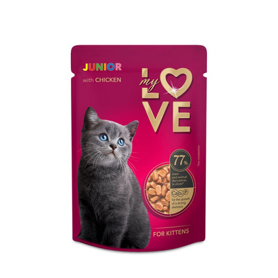 Ushqim i lëngëshëm për kotele, me mish pulë, My Love, Chicken, 85 gr.