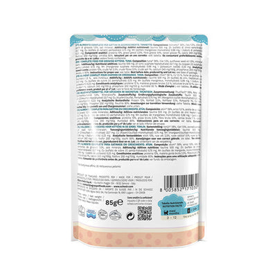 Ushqim i lëngshëm për kotele, Schesir 3-12 me tuna, 85 g