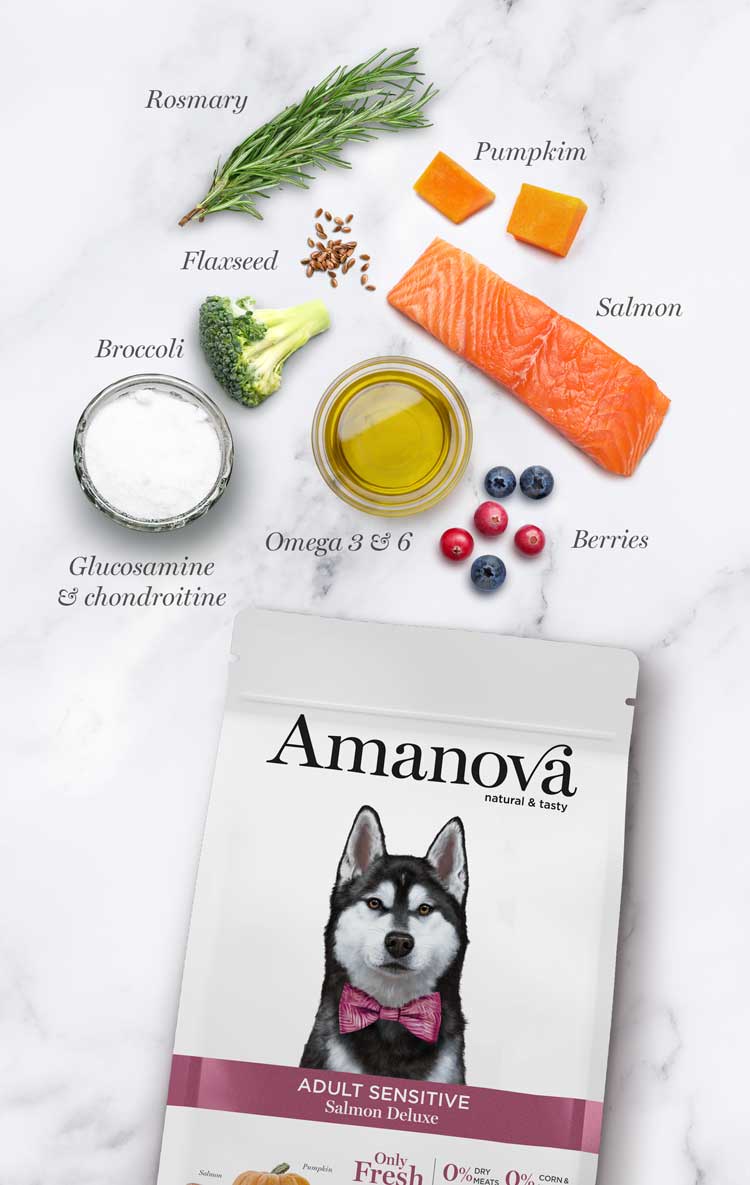Ushqim për qen, Amanova Adult Sensitive, Salmon, 10 kg