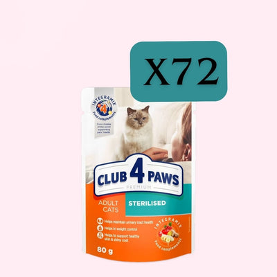 Club 4 paws, Sterilised, Chicken, 72 x 80 gr.