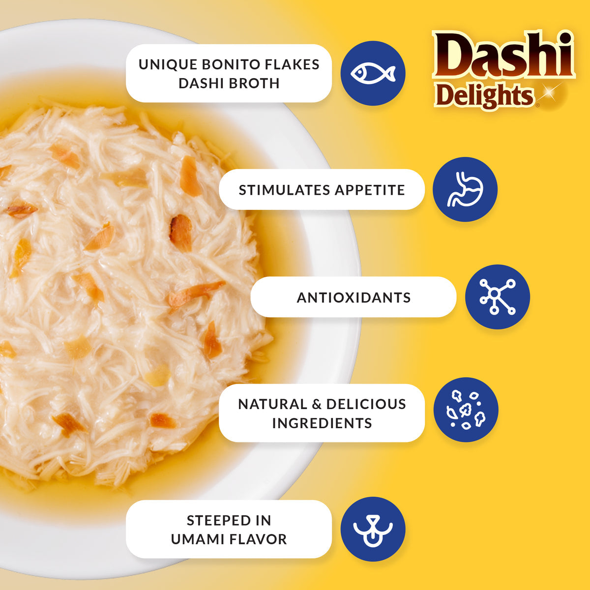 Ushqim i lëngëshëm për mace, Dashi Delights, pulë & copëza peshku,70 gr.