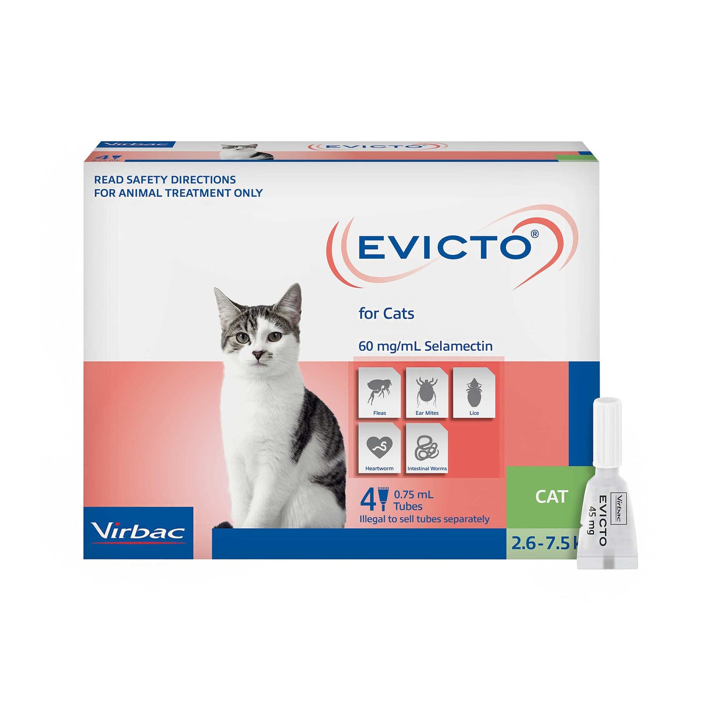 Evicto 45 mg, antiparazitarë i jashtëm & brendshëm për mace adulte, 2.6-7.5 kg, 1 pipetë