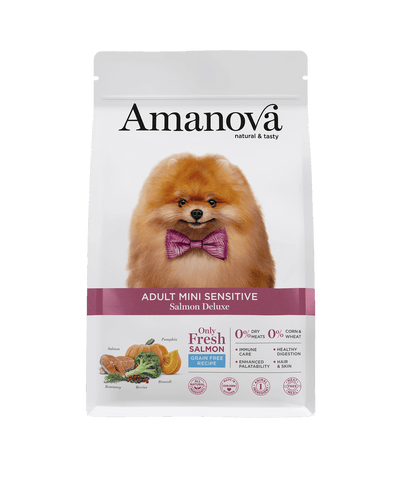 Ushqim për qen, Amanova Adult Mini Sensitive, Salmon Deluxe, 2kg