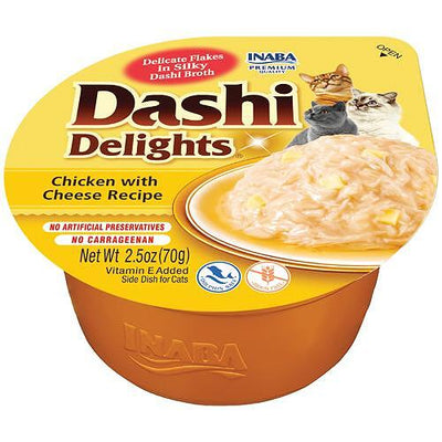 Ushqim i lëngëshëm për mace, Dashi Delights, pulë & djath,70 gr.