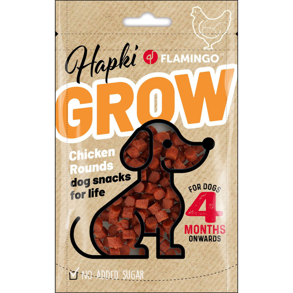 Shpërblime për këlysh, Puppy Grow, Chicken Round, Flamingo, 85 gr.
