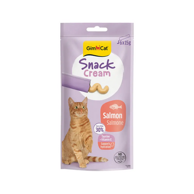 Shpërblime për mace, GimCat Lick Snacks, me salmon, 6 x 15 gr.