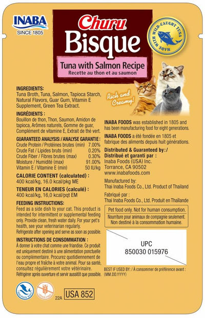 Ushqim i lëngëshëm kremoz, Bisque, për mace, Tuna & Salmon, 40 gr.