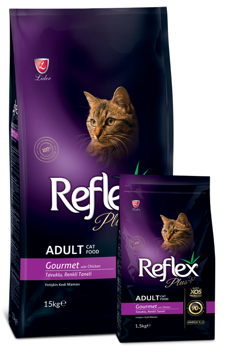 Ushqim për mace të rritura, Reflex plus Gourmet me pulë, 1,5 kg