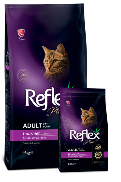 Ushqim për mace të rritura, Reflex plus Gourmet me pulë, 1,5 kg