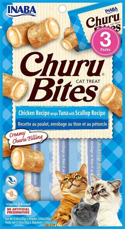 Shpërblime të buta për mace, Churu Bites, Chicken & Tuna & Scallop
