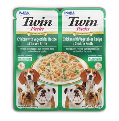 Ushqim i lëngshëm per qen, me pulë dhe perime, Twin Pack.