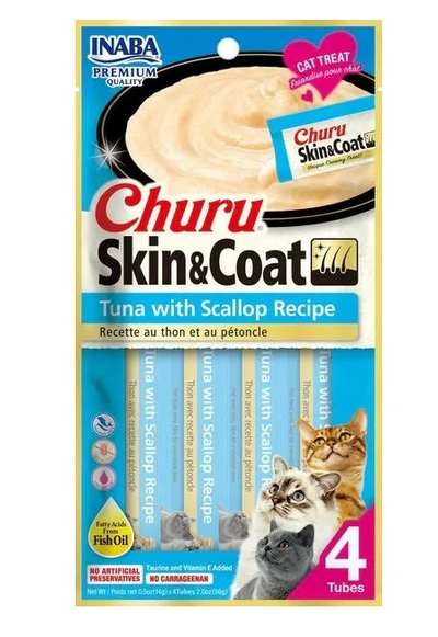Shpërblime të lëngshme për mace,Skin & Coat, Tuna& Scallop