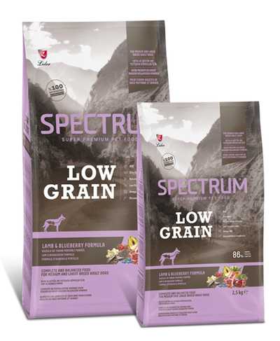 SPECTRUM LOW GRAIN LAMB & BLUEBERRY FORMULA FOR MEDIUM AND LARGE BREED ADULT DOG