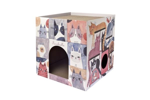 Karton Grithës për mace, SCRATCHING CUBE HIDEOUT 40X40X40CM