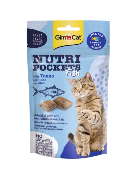Shpërblime për mace, GimCat NutriPockets Fish & Tuna 60 gr.