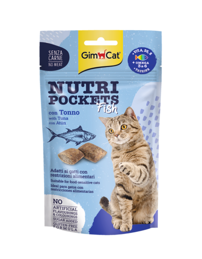 Shpërblime për mace, GimCat NutriPockets Fish & Tuna 60 gr.