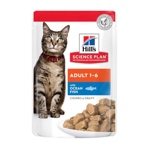 Ushqim i lëngëshëm për mace adulte, Hills me peshk, 85 gr.