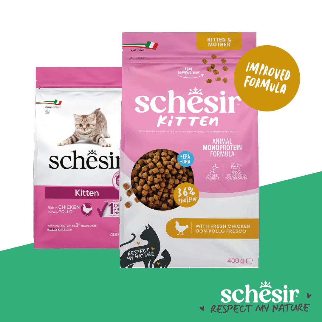 Ushqim i thatë për kotele, Schesir Kitten, 400 gr.