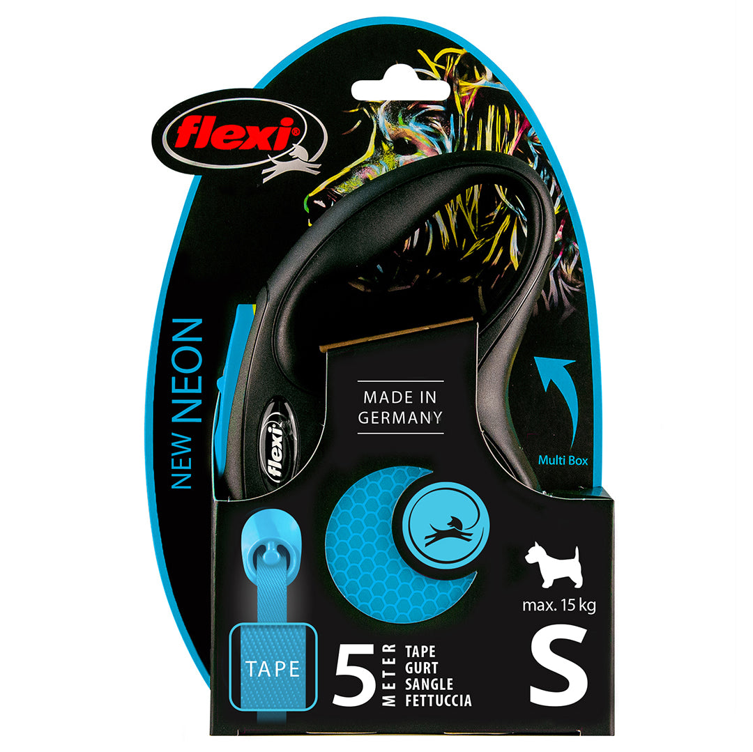 Litar për qen, Flexi S  Neon Blue, Tape, 5m.