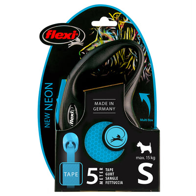 Litar për qen, Flexi S  Neon Blue, Tape, 5m.