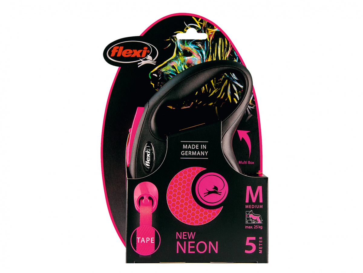 Litar për qen, Flexi M  Neon Pink, Tape, 5m.
