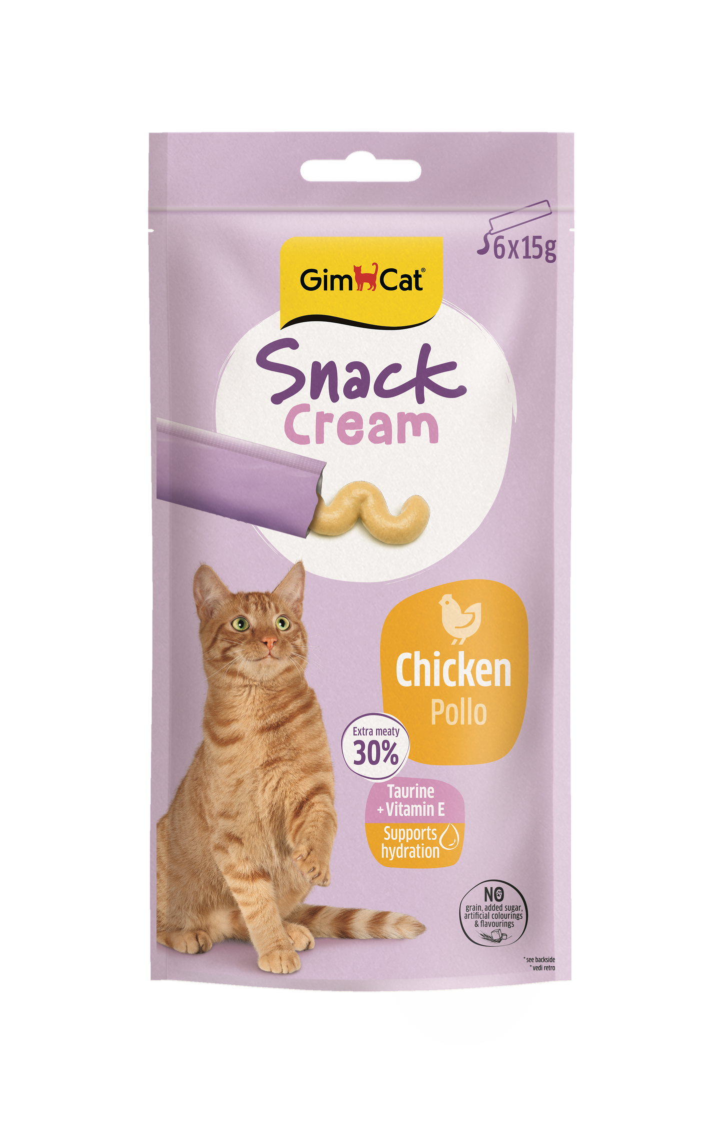 Shpërblime për mace, GimCat Lick Snacks, me pule, 6 x 15 gr.