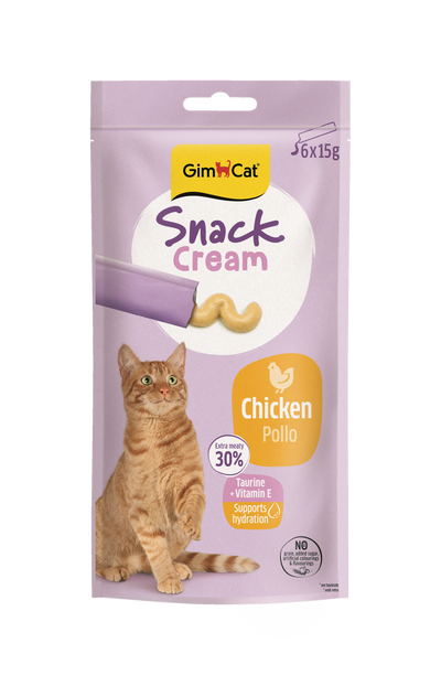 Shpërblime për mace, GimCat Lick Snacks, me pule, 6 x 15 gr.