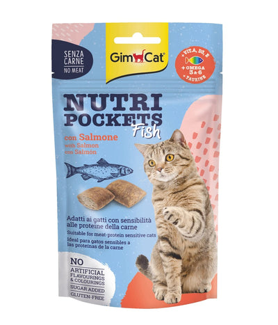 Shpërblime për mace, GimCat NutriPockets Fish & Salmon, 60 gr.